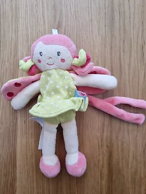 Sucre D'orge Girl Soft Toy Dummy Holder Comforter Green Pink Wings Fairy Small • £11