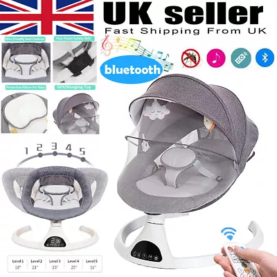 Bluetooth Electric Baby Swing Infant Cradle Bouncer Rocker Chair Music W/ Remote • £69.90