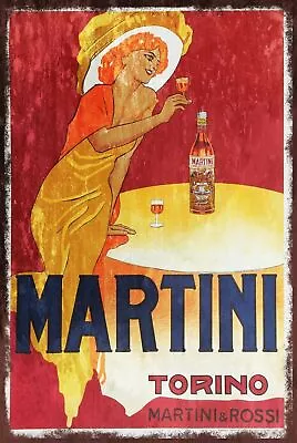 Martini Torino Cocktail Drink Retro Style Metal Wall Sign Plaque Bar Cafe Pub • £3.93