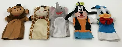 5 Melissa & Doug Soft Hand Puppets Elephant Giraffe Monkey Goofy & Donald Duck  • $20
