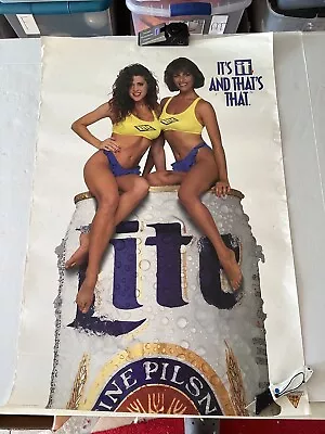 VINTAGE Miller Lite Sexy GIRL ADVERTISING BEER POSTER 36x24 • $24.99