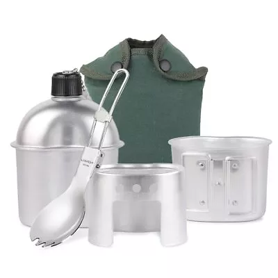 Military Canteen Cup Camping Wood Stove Set Outdoor Canteen Cup Foldable Spork • $16.35