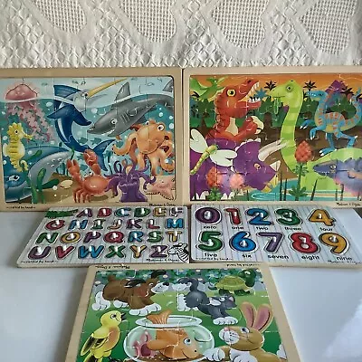 Lot Of 5 Melissa And Doug Wood Puzzles • $29.99