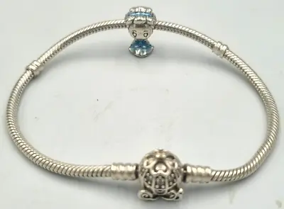 $16.50 • Buy Disney Pumpkin Coach Clasp Pandora Moments Bracelet + Cinderella Charm S925