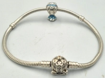 $16.50 • Buy Disney Pumpkin Coach Clasp Pandora Moments Bracelet + Cinderella Charm S925