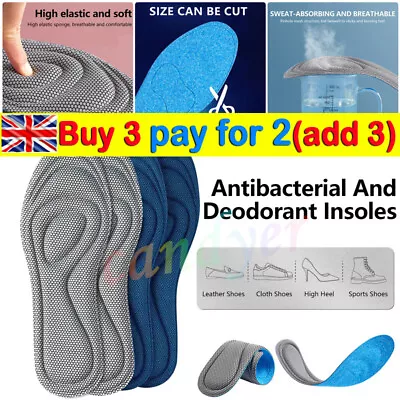 Memory Foam Orthopeadic Insoles.For Shoes Men/Women Nano.Antibacterial Massage - • £1.88