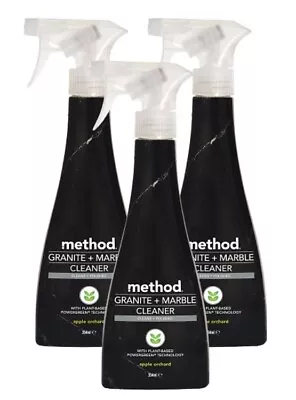 Pack Of 3 X Method Daily Granite And Marble Spray 354ml Gentle Non-Toxic Cleaner • £19.19
