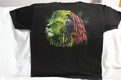 Rasta Lion Rastafarian Dreadlocks Headphones Marley T-shirt • $14.15