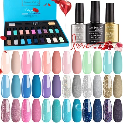 £20.99 • Buy Lavender Violets 21 Pcs Gel Nail Polish Nail Gel Varnish Gift Set Soak Off UV L