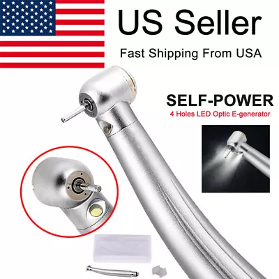 1PC Dental Fiber Optic LED E-generator High Speed Turbine Handpiece 4 Holes USA • $20.69