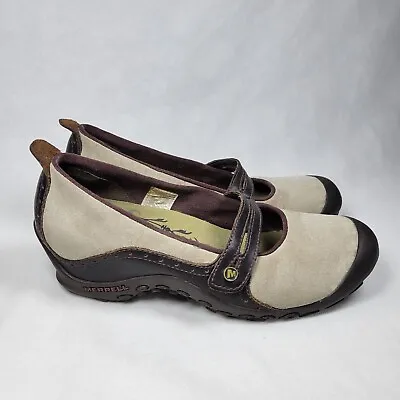 Merrell Plaza Bandeau Dark Taupe Wedge Heel Mary Jane Shoes Size 9.5M/EUR 40.5 • $24.96