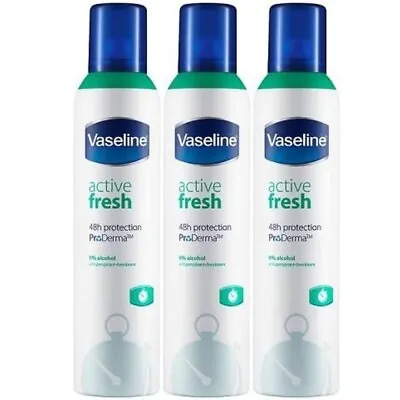 Vaseline Anti-Perspirant Aerosol Deodorant Active Fresh  250ml X 3 • £9.70