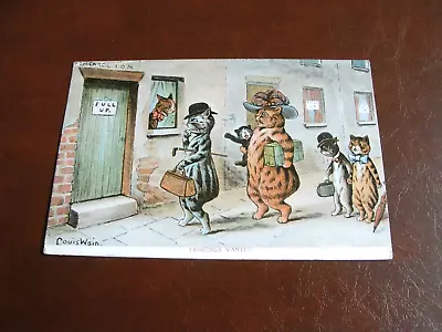 Original  Louis Wain Signed Anthropomorphic Cat Postcard - Lodgings Wanted. • £23.50