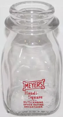 Vintage Milk Bottle MEYERS Handi Square Pyro Half Pint Kansas City Kansas N-mint • $13.49