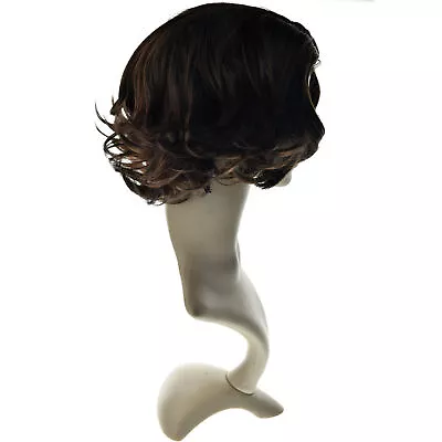 Men Wig Dark Brown Long Curly Waves For Man Heat Resistant Synthetic Hair Wig US • $18.99