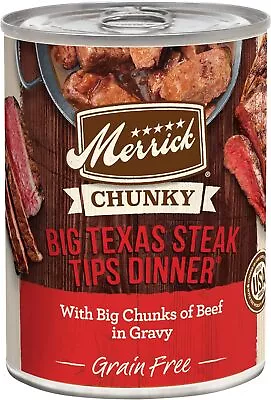 Merrick Chunky Grain Free Premium * Wholesome Canned Dog Food (Pack Of 12) Cans • $46.51
