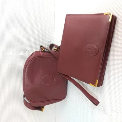 $4.25 • Buy Cartier Mustline Shoulder Bag, Clutch Bag W/Guarantee Card Leather Lot Of 2 Used