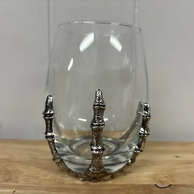 Skeleton Hand Stemless Clear Wine Glass Skeleton Hand Glass Halloween Glass • $29.95