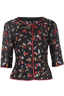 Caroline Charles Embroidered Corded Lace Jacket Uk 12 • £85.80