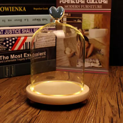 £9.95 • Buy Glass Dome Display Bell Jar Cloche W/ Wood Base For Figure Action Doll Storage