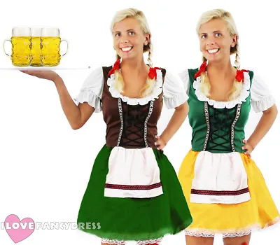 £15.99 • Buy Ladies Oktoberfest Costume German Beer Maid Bavarian Fancy Dress Choose Colour