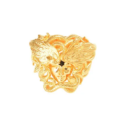 Versace Golden Color Metal Embellished Medusa Head Ring Sz 13 • $269.99