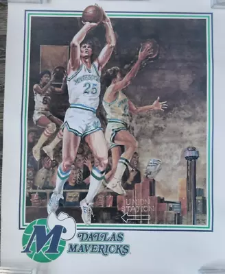 Vintage 1980's Dallas Mavericks Poster Tom Lagarde Julius Irving Nba Retro 80's • $29.99