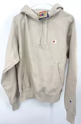 Champion Men's Reverse Weave Hoodie Fleece Cream Size Small • $28.85