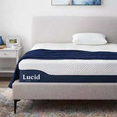Lucid Comfort King Hybrid Mattress 12  Bed-in-a-Box Foam Hypoallergenic White • $678.53