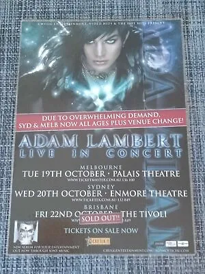 $13.95 • Buy ADAM LAMBERT - 2010 Australia Tour - Laminated Promo Tour Poster - QUEEN