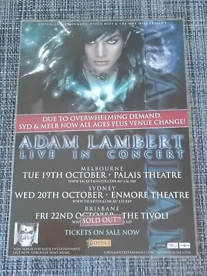 ADAM LAMBERT - 2010 Australia Tour - Laminated Promo Tour Poster - QUEEN • $15.95