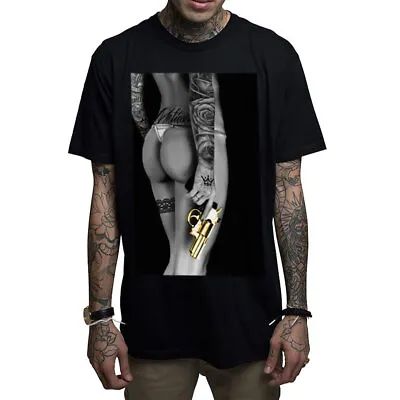 Mafioso Men's Goldie Short Sleeve T Shirt Black Clothing Apparel Tattoo Skull... • $26.24