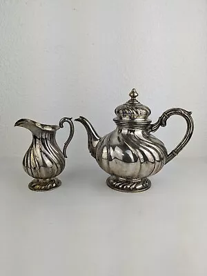 Antique H.J. Wilm Berlin 800 Silver Teapot With Creamer Set Germany Rare • $674.99