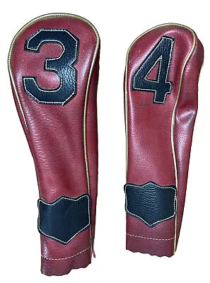 VTG Faux Leather Golf Club Head Covers Red Black Wood Driver 3 And 4 • $16.99