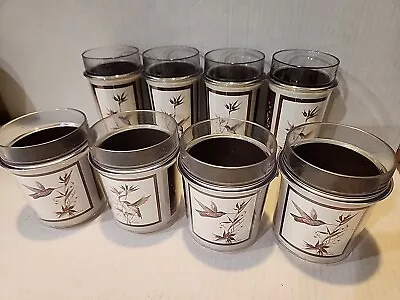 Vintage Set Of 8 Thermo-Serv Insulated Tumbler Cups 1982 HUMMING BIRDS W/ Wheat • $99.98