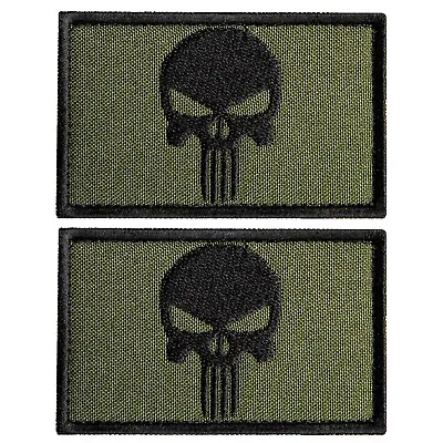 2-Piece Olive Green Skull Patch Embroidered Dead Skull Tactical Patches 2x3  • $8.99