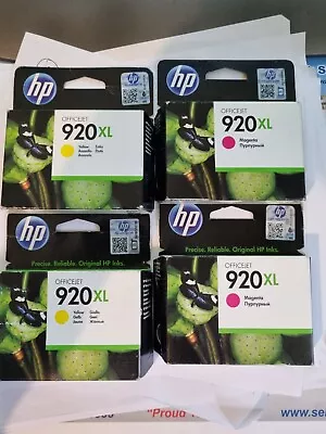 Genuine HP 920XL Ink 2 X Magenta 2 X Yellow OfficeJet 6000 7000 Series Vat Inc • £22