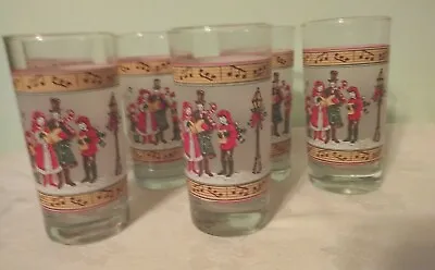 Vintage Frosted Glass Tumblers Christmas Caroling In The Snow Lot Of 6 • $29.99