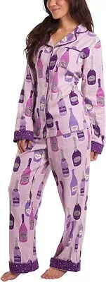 Munki Munki Purple Champagne Bottles Pajama Flannel SMALL 2 Pc Set NEW • $44.99