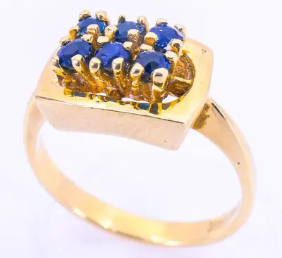 Solid 10K Yellow Gold 1/3 Ct Sapphire Ring Size 5.75 3.22 Grams Art Deco Style • $364.38