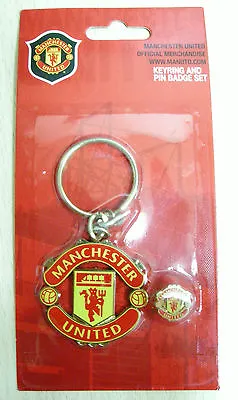 NEW Manchester United FC Official Metal Keyring(keychain) & Badge Set (KBP248) • $19.90