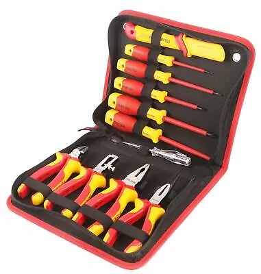 Tolsen VDE Tool Set 11-Piece In Canvas Bag Screwdriver Plier Hand Repair DIY Kit • £93.95