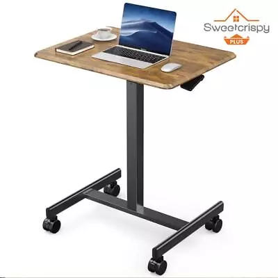 Small Mobile Rolling Standing Desk Rolling Desk Laptop Computer Cart • $64.98