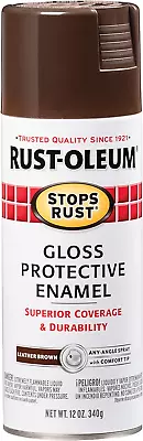 7775830 Stops Rust Spray Paint 12 Oz Gloss Leather Brown • $10.67