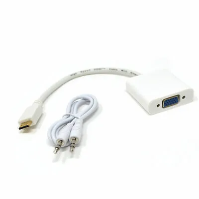 Mini HDMI To VGA Female HDTV Video 1080P PC Converter Adapter Cable-Audio Cable  • $10.65