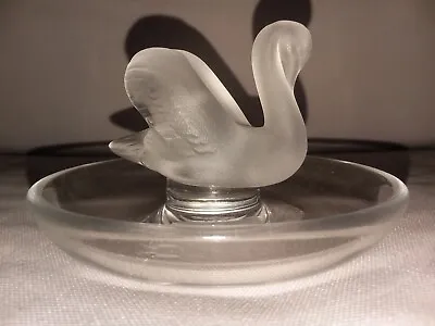 Vintage Lalique France Frosted Glass Swan Trinket Or Ring Dish Signed • $45