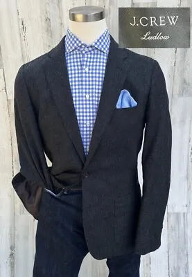 J Crew Ludlow Moon Suit Jacket Blazer 42L 100% Wool Dark Gray Sharp! Slim Fit • $85