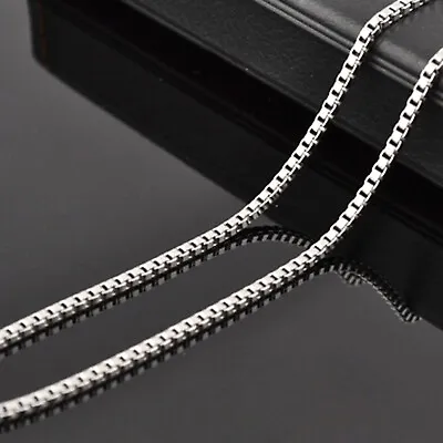 $103.68 • Buy 10K White Gold Mens Womens Box Chain Necklace 1.5MM 16  - 24 