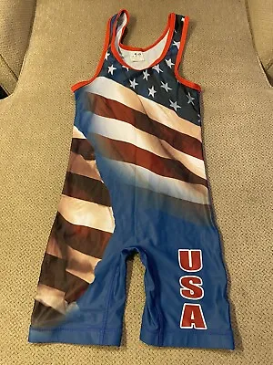 Mens Team USA American Flag Spandex Wrestling Singlet Medium M • $91