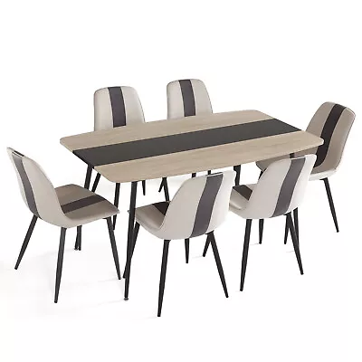 Mondeer Dining Room Sets Dining Table And 4/6 Upholstered Chairs With Metal Legs • £299.99